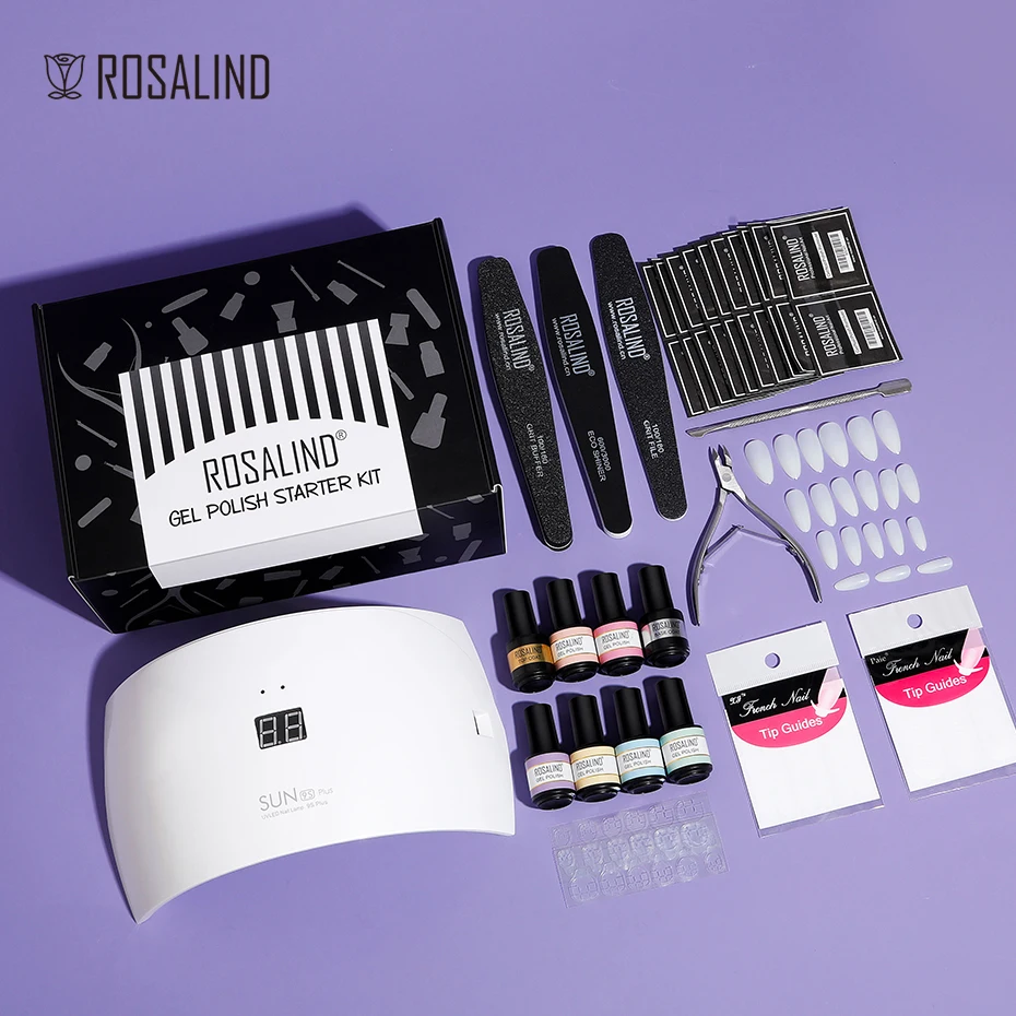 Rosalind gel unha polonês manicure conjunto com uv lâmpada led secador semi permanente unha polonês gel artes verniz prego ferramentas gel kit