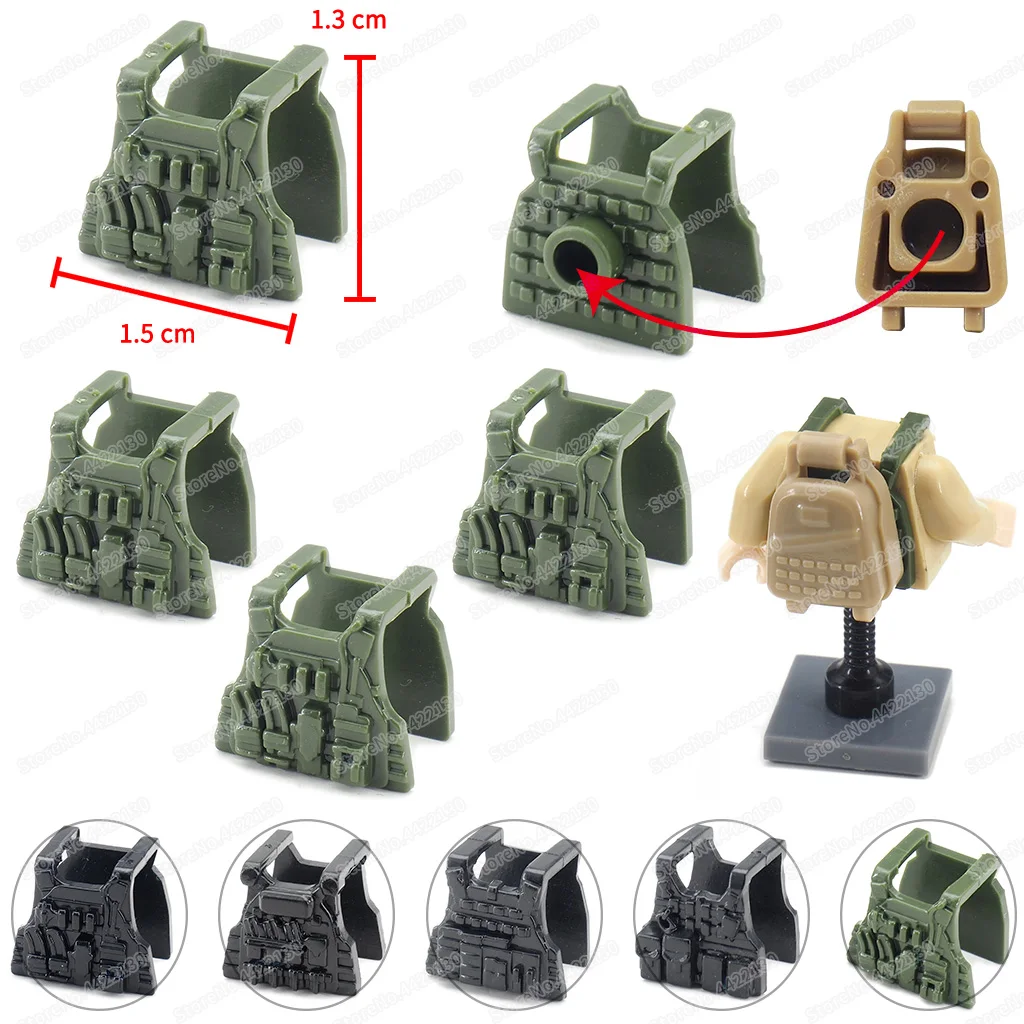 Equipment Military Soldier Features Tactics Vest Building Block Figures SWATinglys Body Armor Set Moc Army Model Child Gift Toys