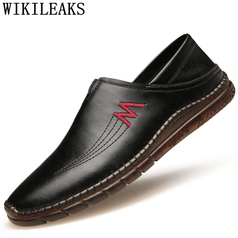 Mocasines de cuero genuino para Hombre, zapatos de conducción, informales, formales, sin cordones