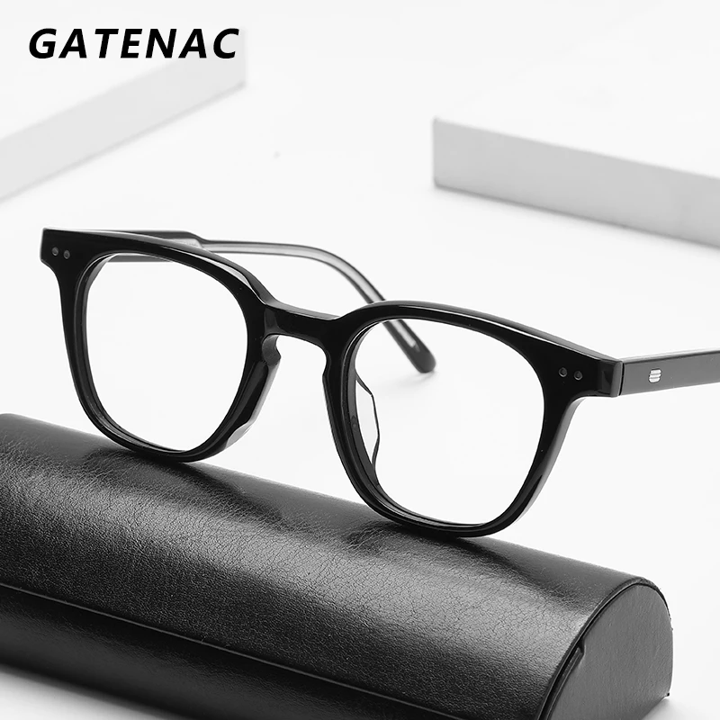 2021 New Transparent Acetate Glasses Frame Women Square Vintage Myopia Prescription Optical Eyeglasses Frame Men Luxury Eyewear