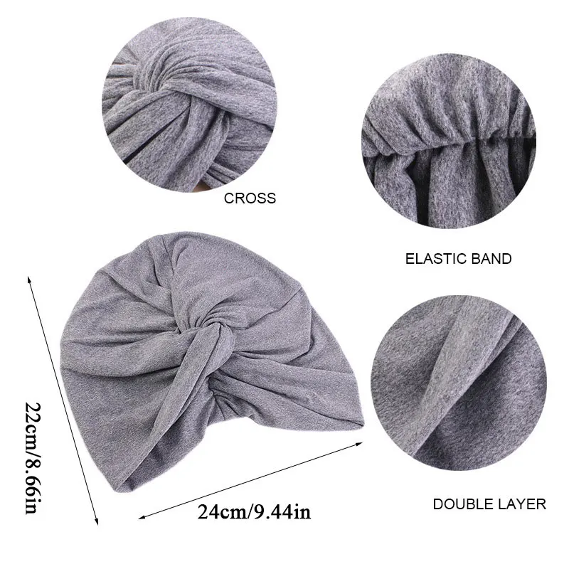 2020 New Fashion Bandanas Women Turban Muslim Hat Twist Hijab Bonnet Cap Adult Chemo Hat Solid Folds Twist Cap Women Turban Hot