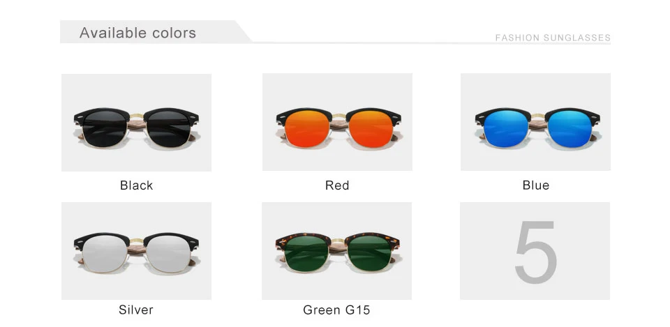 KINGSEVEN Marke Walnuss Sonnenbrille Männer Frauen Polarisierte UV400 Objektiv Holz Runde Rahmen Gläser Vintage Retro Luxus Brillen Patchwork – Detail 3