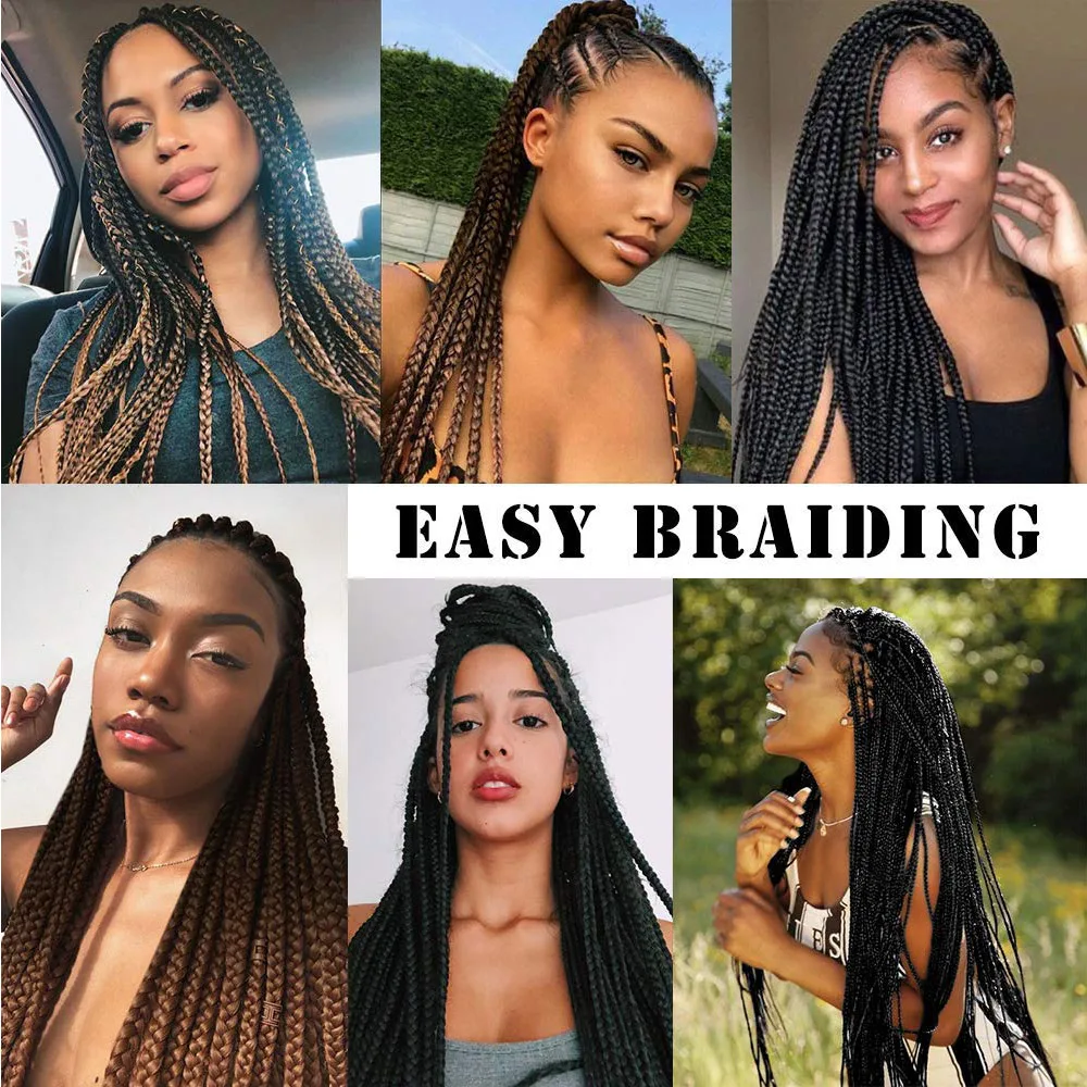 Vorgestrecktes Flechthaar 16/20/22/26/30 Zoll Niedrigtemperatur-Faser Synthetische Haarverlängerungen für Jumbo Crochet Braids – Detail 1