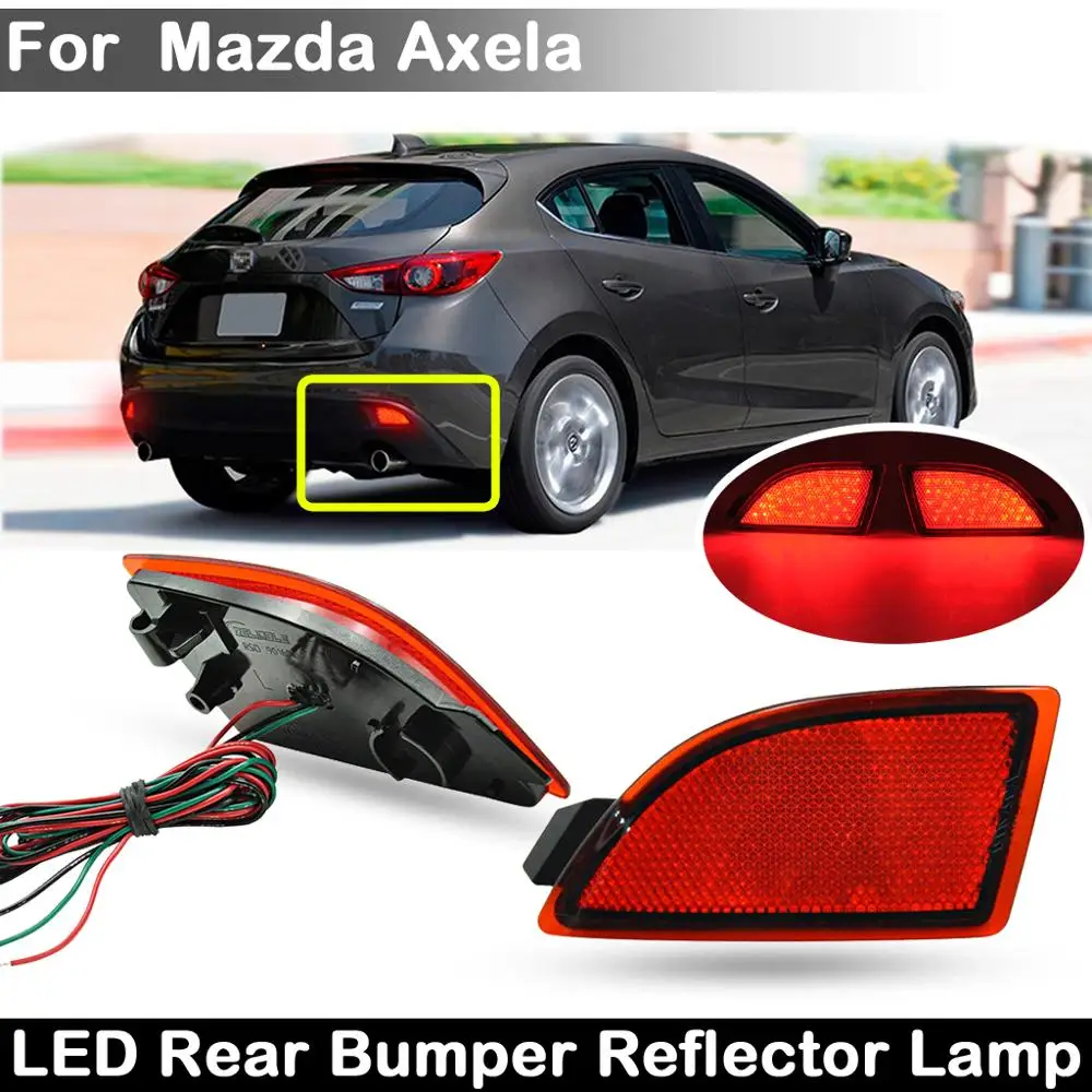 2Pcs For Mazda 3 Axela 2014-up 2-in-1 Function LED Rear Bumper Reflector Lamp Red LED Running Light And Red Brake light