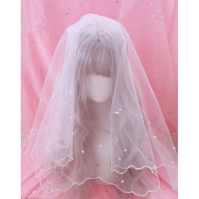 Lolita Lace Pearl Veil Veil, Gaze Cosplay, Acessório De Cabelo