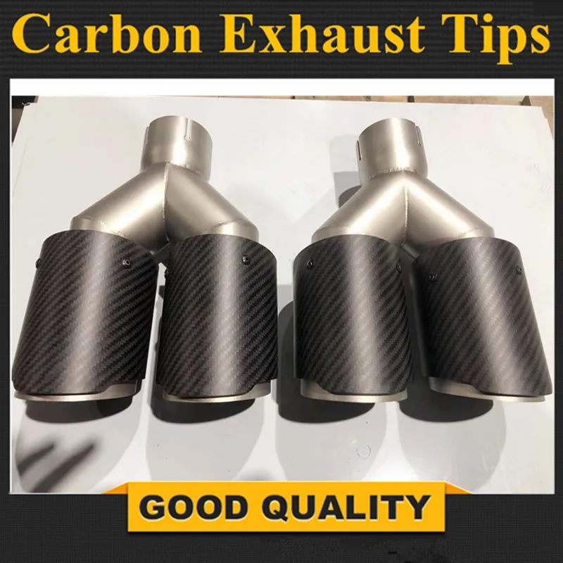 

2PCS 63MM IN 89MM OUT Dual carbon fiber + Stainless Steel exhaust tip exhaust pipe muffler Matt Exhaust Tip