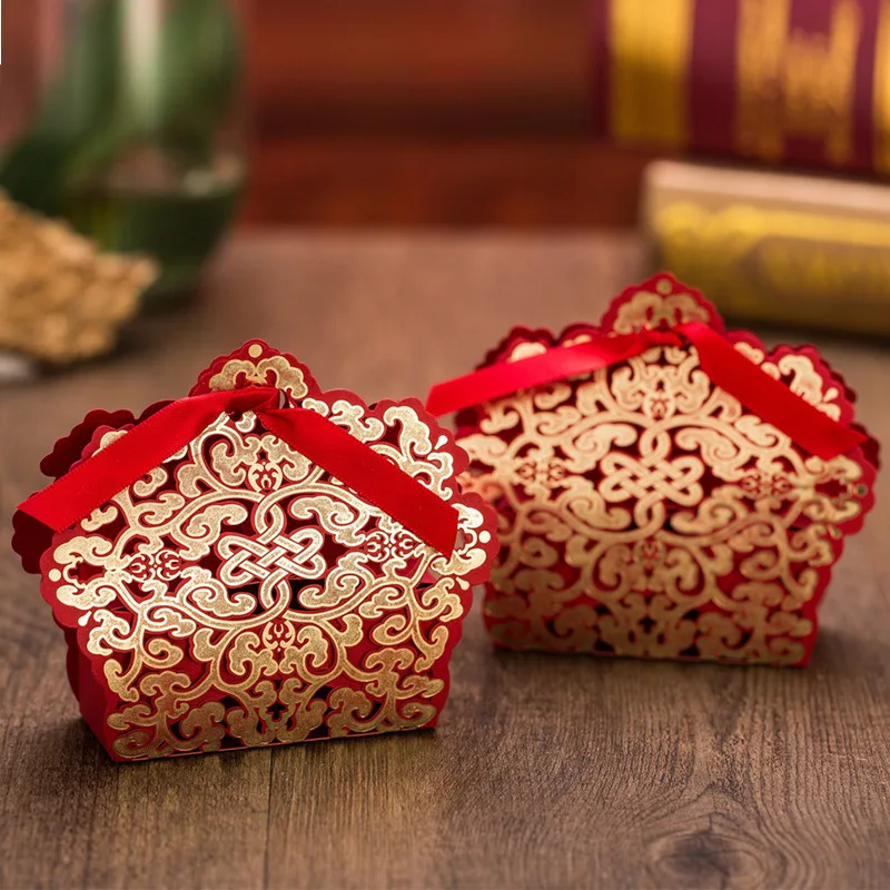 10X Laser Cut Candy Box Hollow Lace Flower Navy White/Gold/Red/blue DIY favor box wedding candy gift bag favour box baby shower