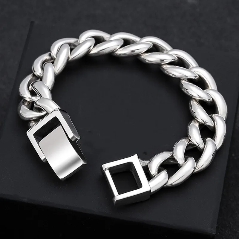 BOCAI New 100% S925 Sterling Silver Jewelry Personality Fashion Man Bracelet Tank Chain Trendy  Christmas gift