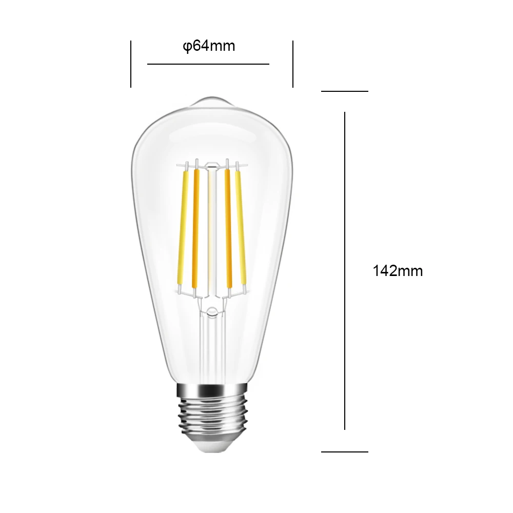 Gledopto-bombilla de filamento LED para decoración del hogar, iluminación para sala de estar y cocina, Estilo Vintage inteligente, Zigbee 3,0, 7W,