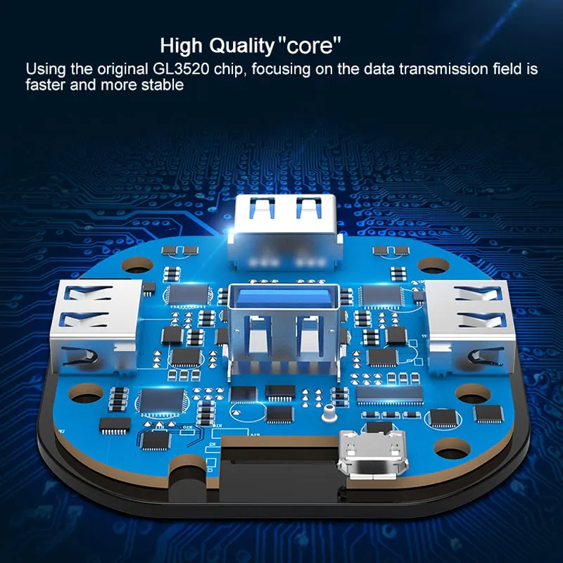 USB 3.0+2.0 Hub 4 Ports, USB Hub Splitter Portable Super Speed Compatible for Notebook Computer Black/White