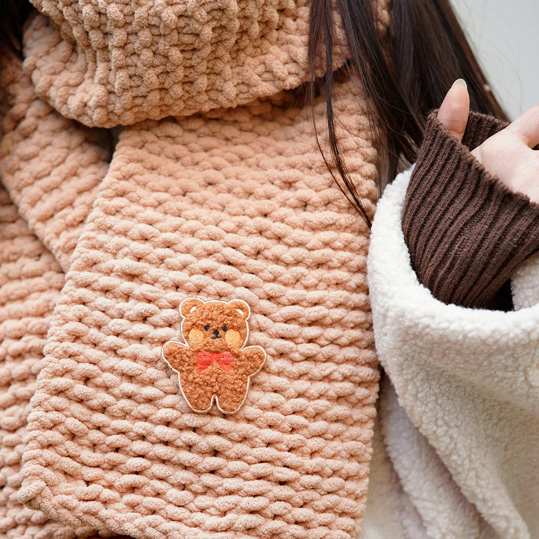 Self Adhesive 3D Curly Teddy Bear Rabbit Embroidery Patches for Clothing Scarf DIY Iron on Clothes Phone Case Sticker Decoration