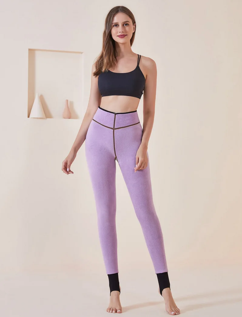 Women\'s Fleece Lined Winter Leggings High Waisted Thermal Warm Sports Pants Thick Thermal Velvet Tights ouc1285