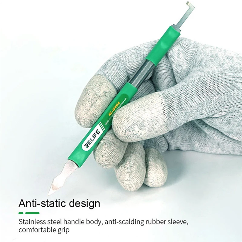 RELIFE RL-049A-palanca de desmontaje multifuncional de doble cabezal, adecuada para eliminar pegamento y raspar, de estaño