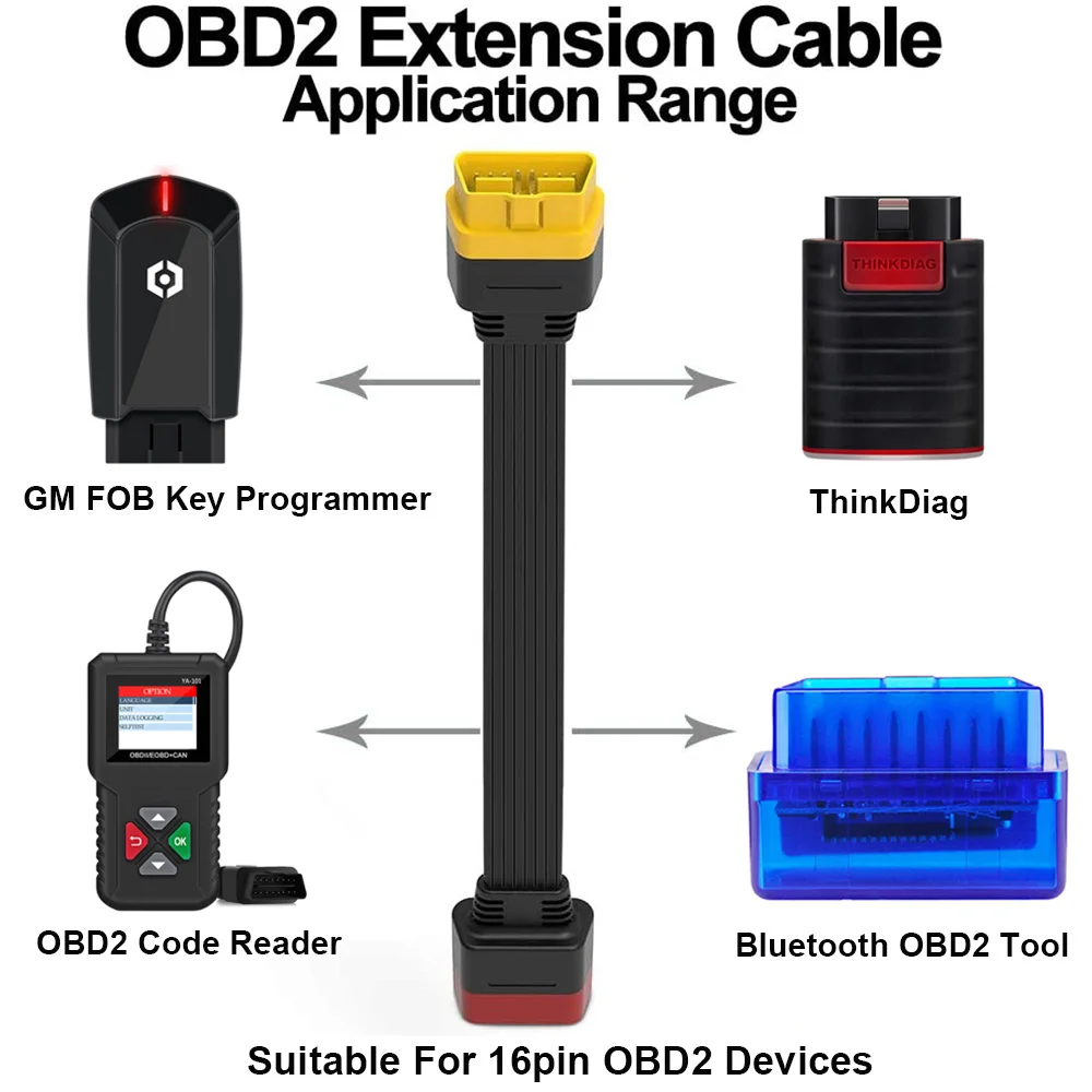 OBDResource Universal 16 Pin Male To 16 Pin Female OBD 2 OBD II Extension Connector For Auto Diagnostic Tool Extending Cable