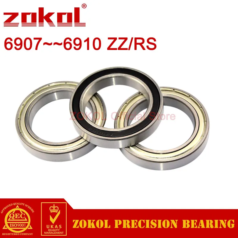 2Pcs/Lot ZOKOL 6907 6908 6909 6910 ZZ 2RS Thin Wall Deep Groove Ball Bearings