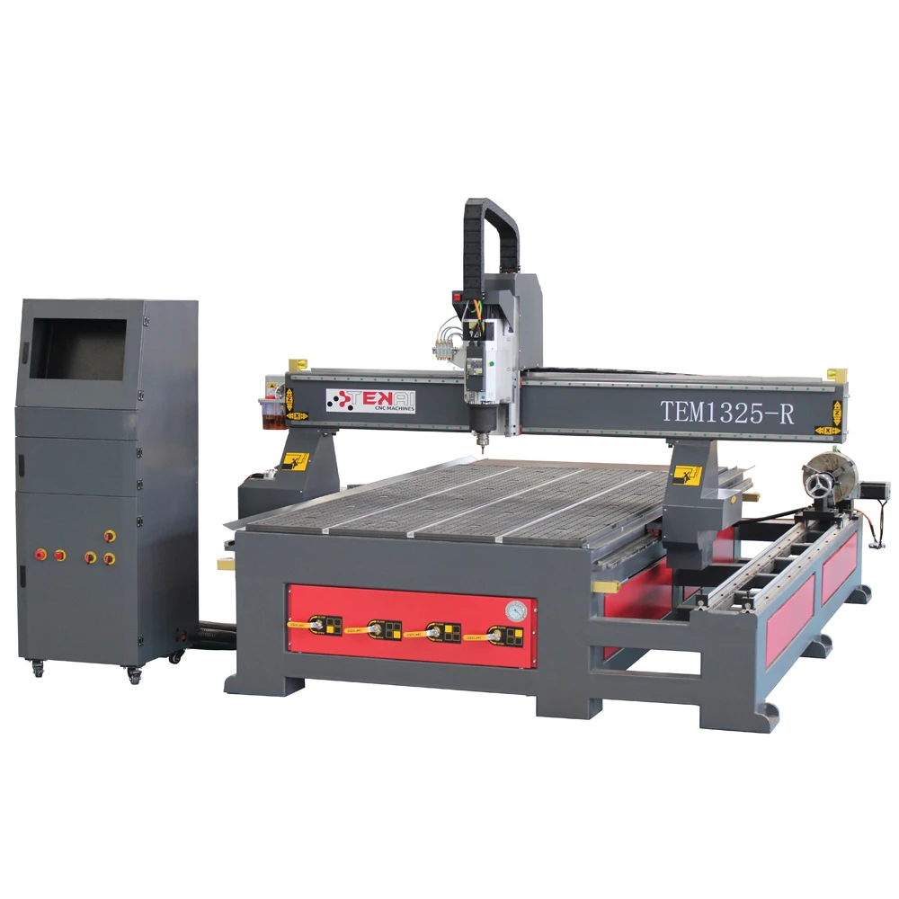 Heavy Duty Frame Structure 1325 CNC Wood Routers Engravers With Side Rotation Axis CNC Milling Machine Kit