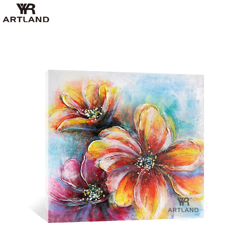 Beautirul color orchids flower for wall decoration Pure Handmade canvas oil painting hanging picture poster for living room