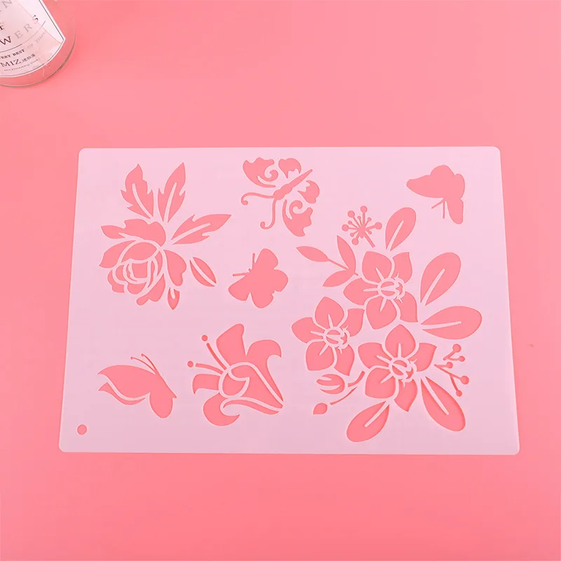 Spring Series Hollow Painting Template Butterfly Spray Flower Mold Flower Plant Template Wall Painting Decoration Template