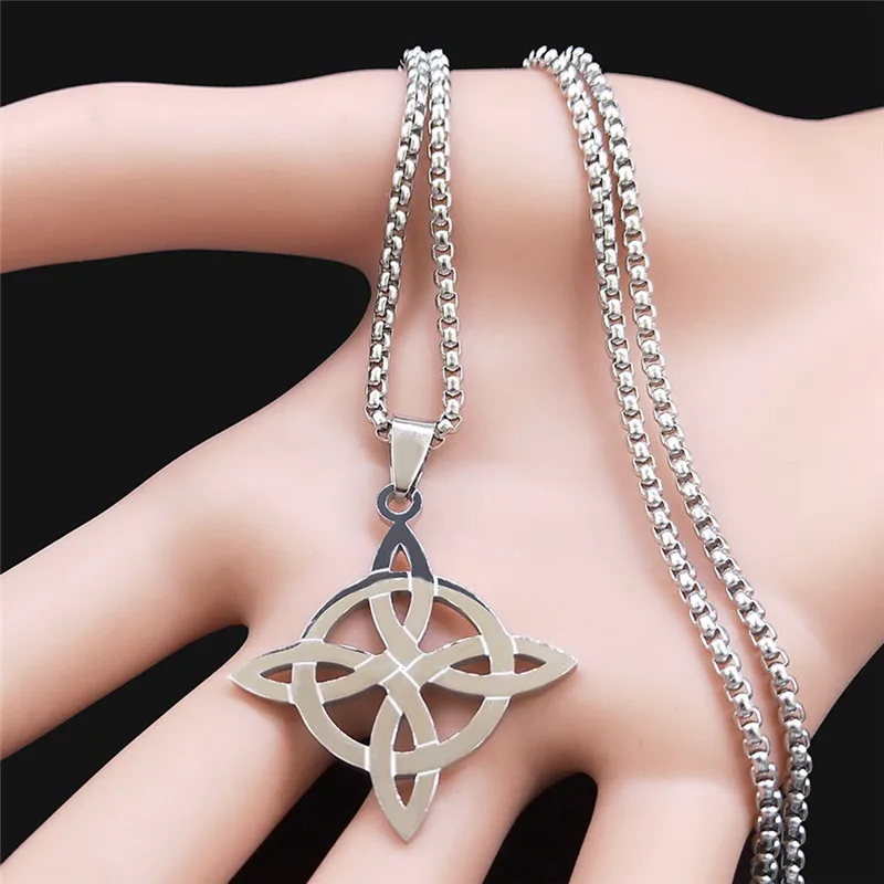 Stainless Steel Witchcraft Witch's Celtic Knot Geometry Necklace Men/Women Wicca Necklaces Witch Jewelry nudo de bruja N4273