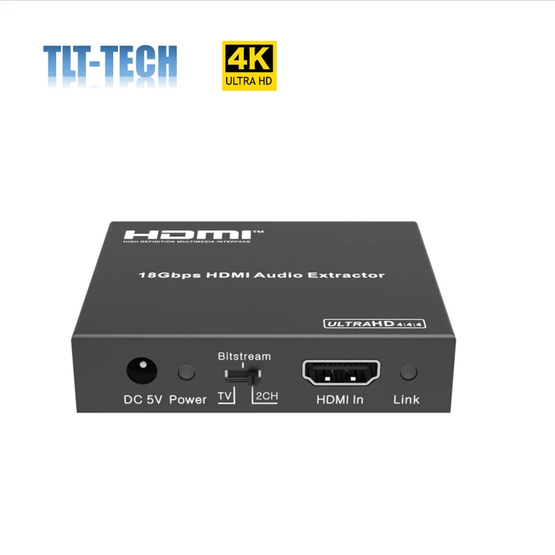 TLT-TECH HDMI 2.0 18Gpbs 4K 60HZ HDMI مستخرج الصوت محول SPDIF + 3.5 مللي متر الناتج HDCP 2.2 ، Dolby الرقمية/DTS العبور CEC