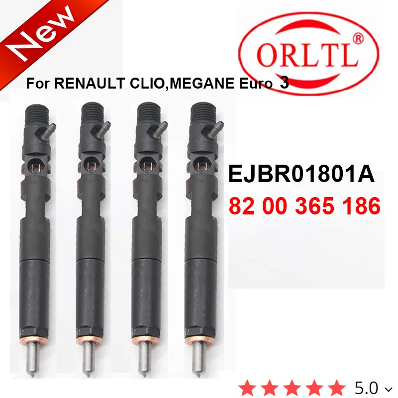 

4PC Common Rail Diesel Injector EJBR01801A 82 00 365 Nozzle 186 8200365186 For RENAULT CLIO,MEGANE Euro 3