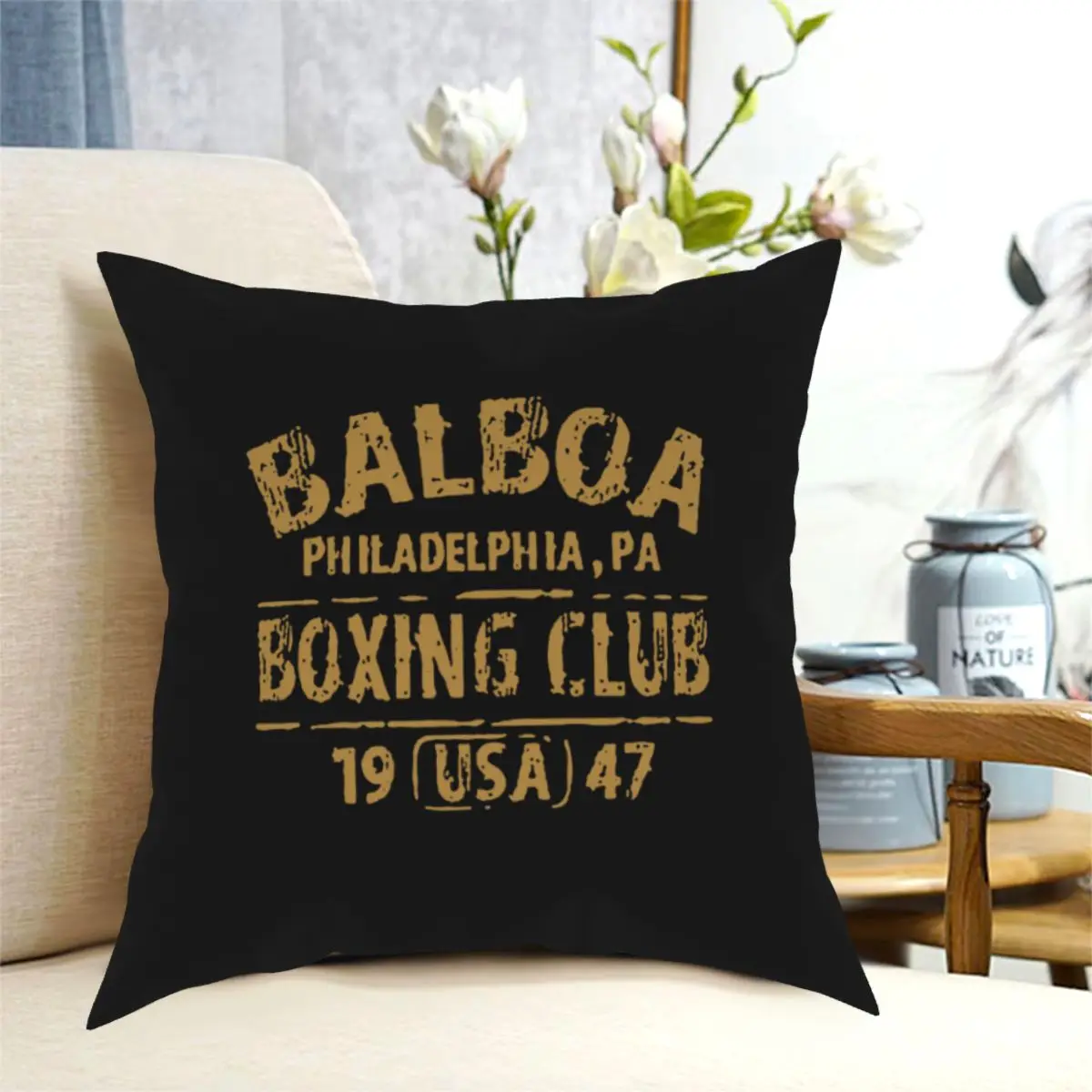 Rocky Balboa Boxing Club Gloves 1947 Pillow Covers Polyester Living Room Cushion Case Funny Decorative Pillowcase 45*45cm