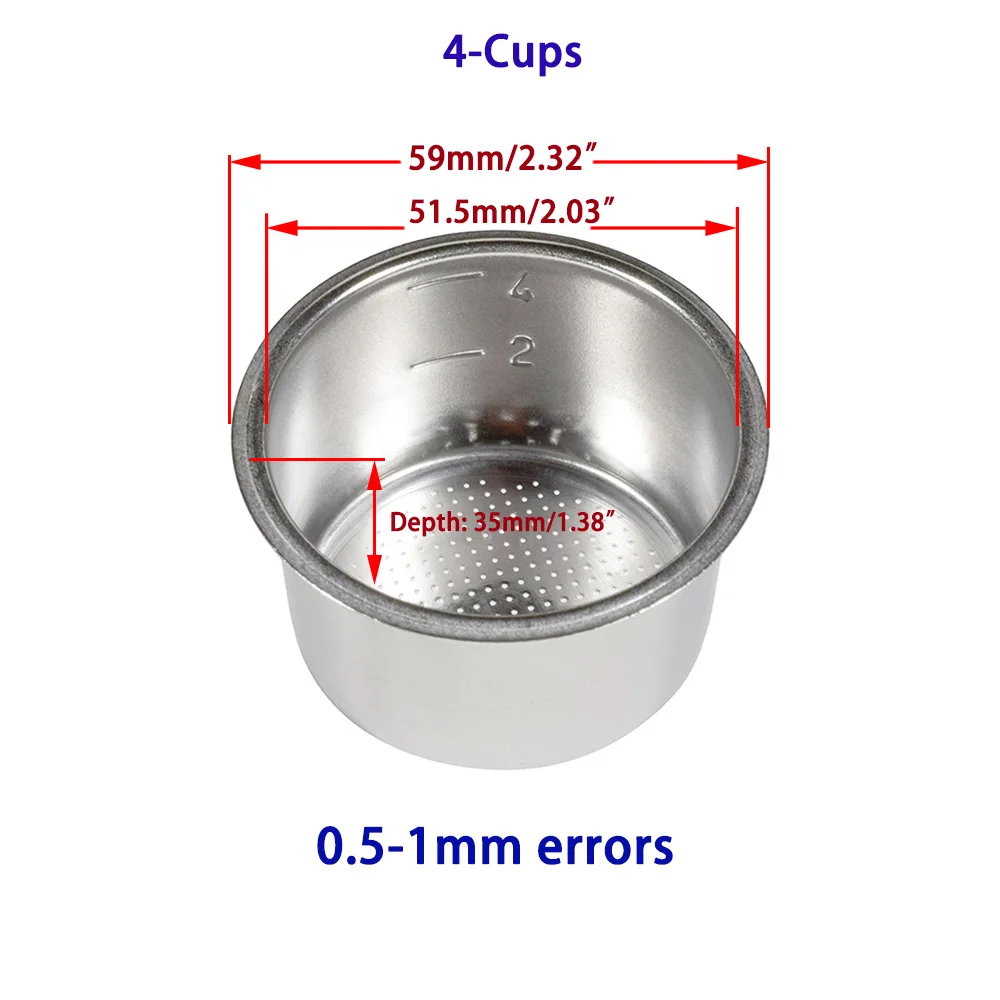 51mm 4-cups Coffee machine Filter Basket Non-Pressure for household coffee maker Kitchen accessories coffee machine parts