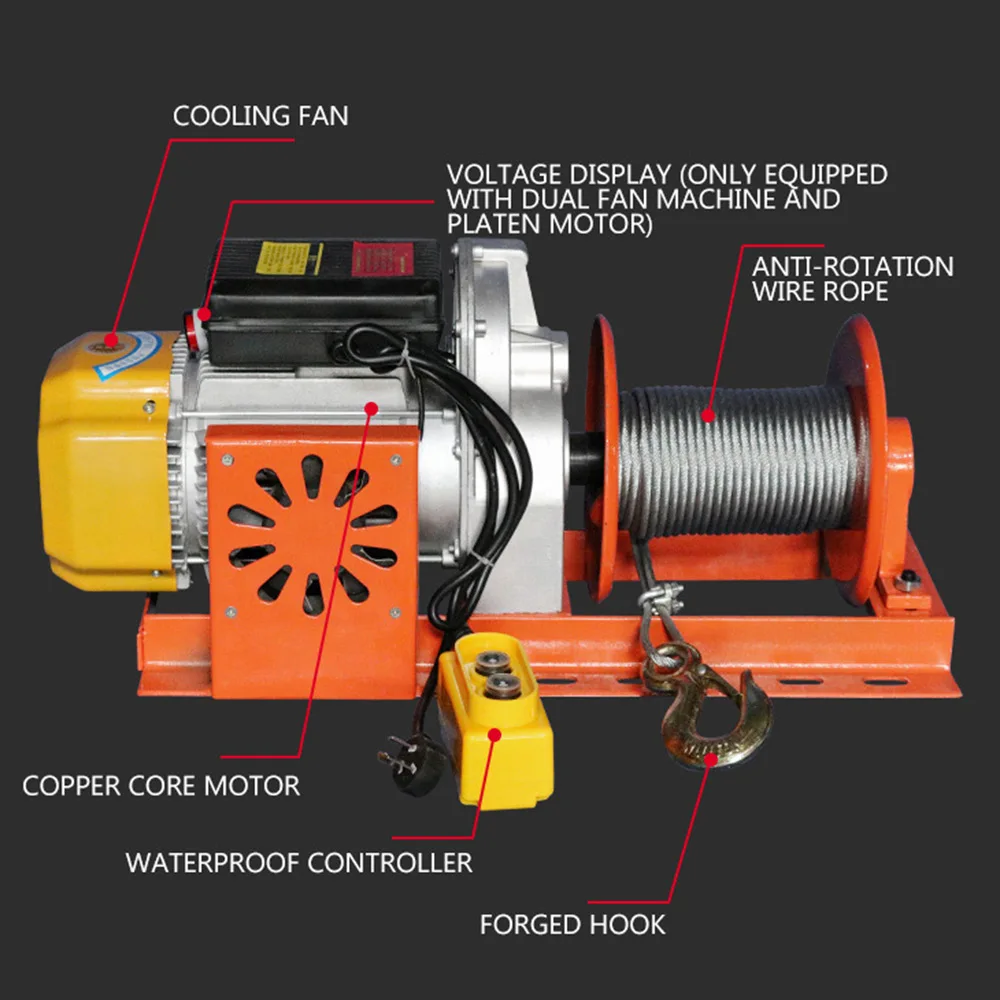 Electric Winch 220V/380V 3KW Building Renovation Winch Crane Trailer Winch Hoist 500KG 30M/60M