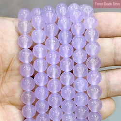 4/6/8/10/12/14MM Smooth Natural Light Purple Chalcedony Round Beads Natural Stone Diy for Jewelry Making Accessories 15