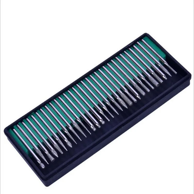 Hot Sale of Jade Carving Tool Sets with 30PCS of Diamond Coated Jade Stone Grinding Needles Rods with 30PCS Boxed