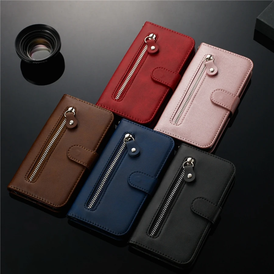 For Samsung Galaxy A02S A12 A21S A51 A52 A71 A72 Zipper Wallet Case For Samsung S21 S20 S10 E S9 Plus Note 9 10 20 Leather Case