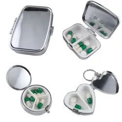 Waterproof Metal Medicine Pill Box Case Storage Drug Organizer Heart Round Tablet Pillbox Container Stash Holder Hot