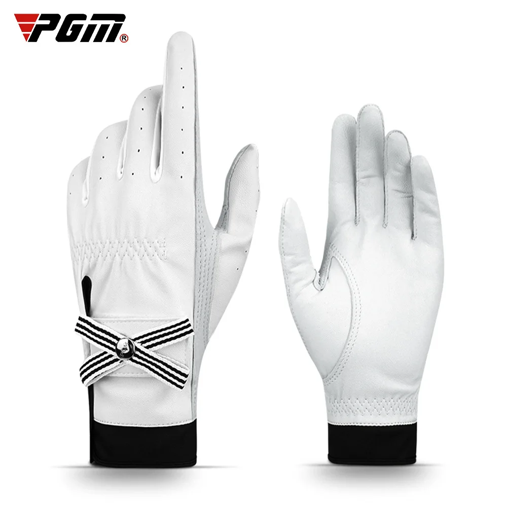 PGM Golf Gloves Women Sheepskin Breathable Palm Ladies Genuine Leather Sport Gloves Anti-Slip Training Mittens Elegant 1 Pair