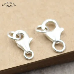 2pcs Genuine Real Solid 925 Sterling Silver Spring Lobster Clasps Hooks Claw With 2 Close Rings Jewelry Making Findings Buckle