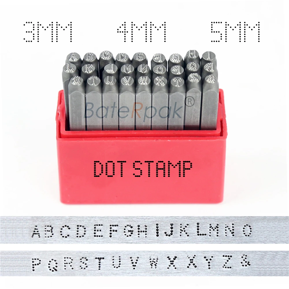 3/4/5mm A-Z Dotted steel seal,BateRpak car chassis Steel word punch stamp/matrix do stamp letters,27pcs/box