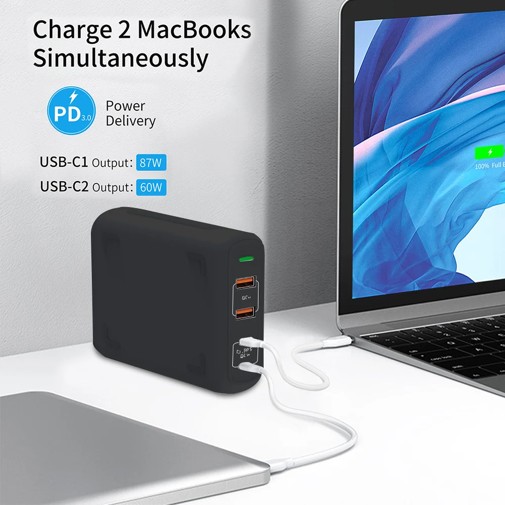 Imagem -03 - Urvns-usb c Carregador com Dual Tipo-c Adaptador de Carregamento Rápido 100w Pps pd qc 4.0 3.0 Macbook Pro Lenovo Iphone 150w Gan