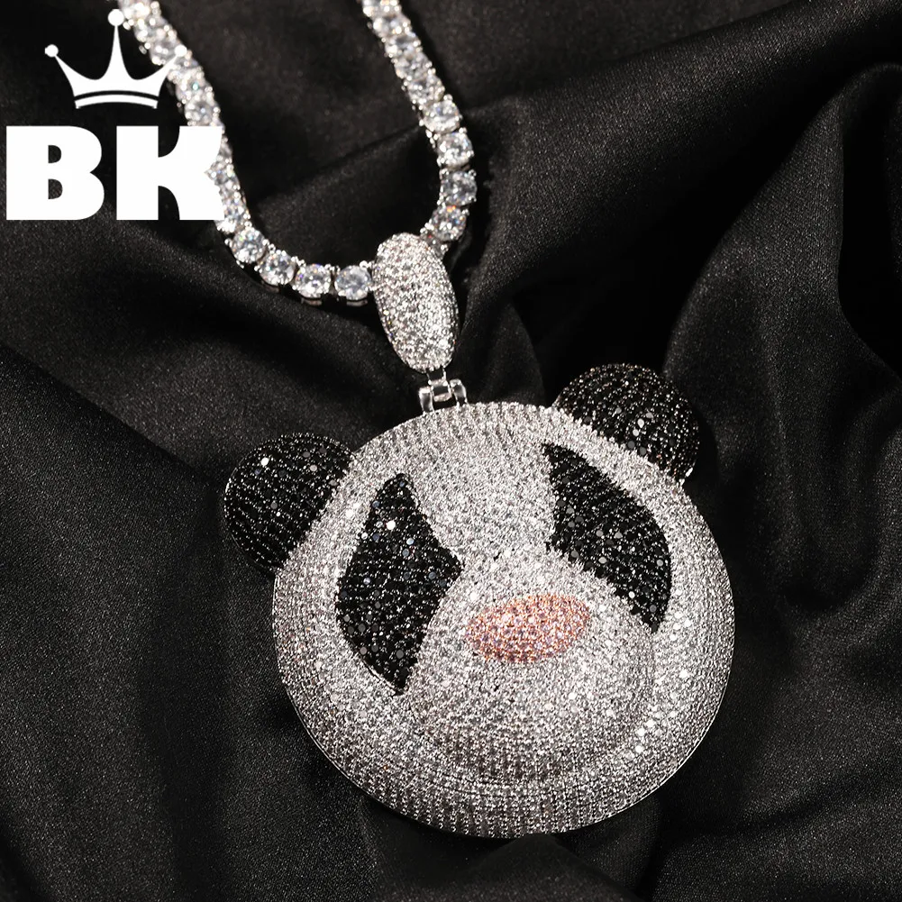 

THE BLING KING New Panda Colorful Mouth Pendant Necklace Color Psychedelic HipHop Full Iced Out Cubic Zirconia CZ Stone