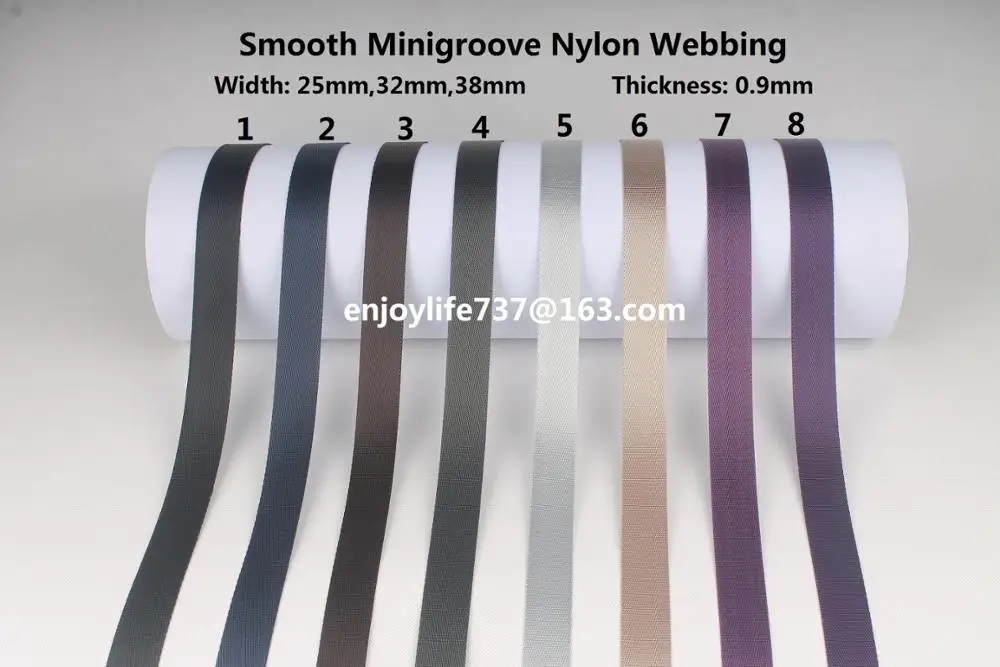 25/32/38mm wide black navy blue coffee dark grey offwhite khaki fuchsia purple smoothe minigroove pattern nylon webbing ribbon