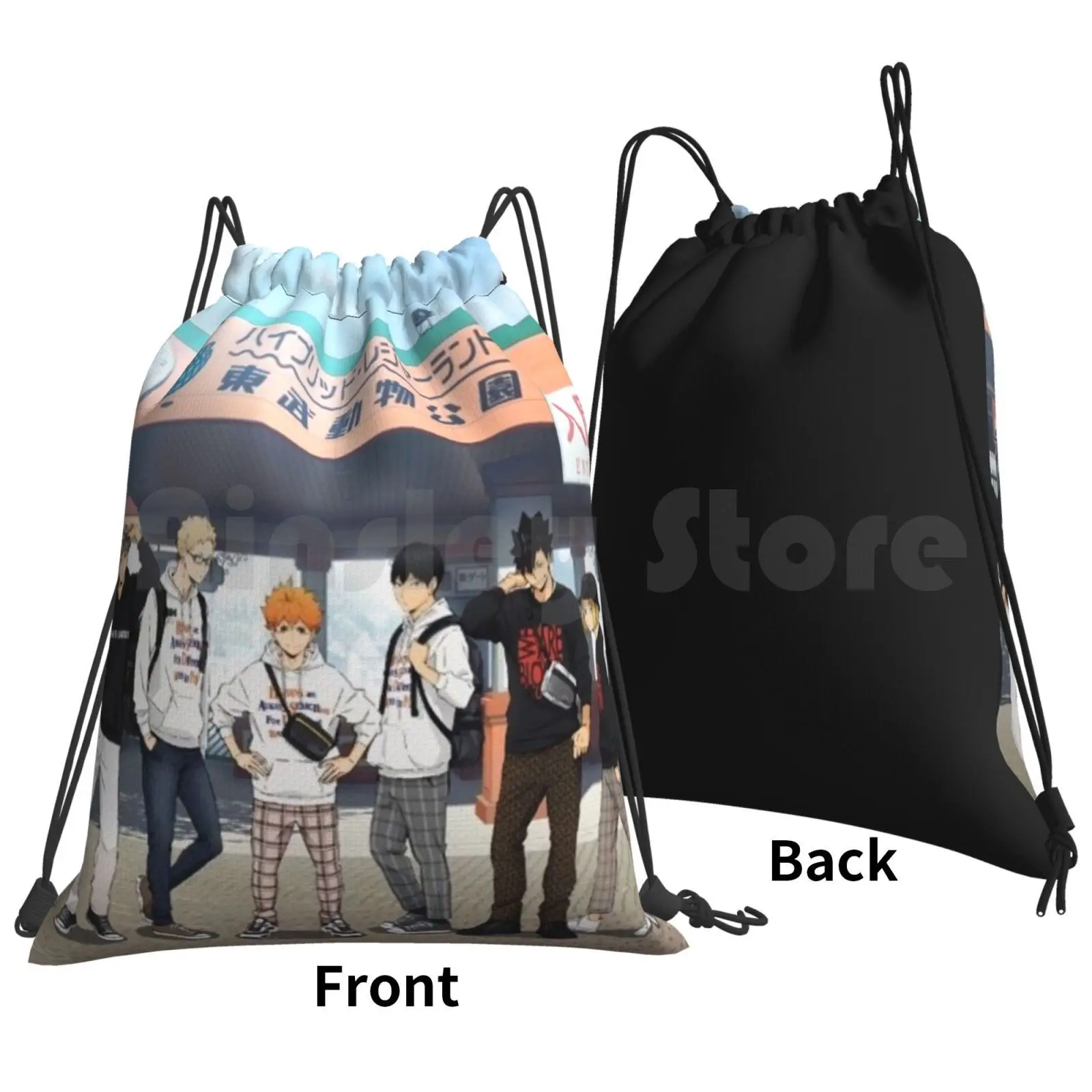 Backpack Drawstring Bag Riding Climbing Gym Bag Karasuno Hinata Volleyball Kageyama Tsukishima Nekoma