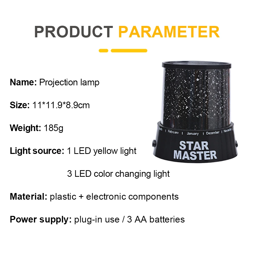 Романтический светодиодный ночник Galaxy, лампа с проектором звездного неба, с USB-зарядкой, подарок для детей, для спальни