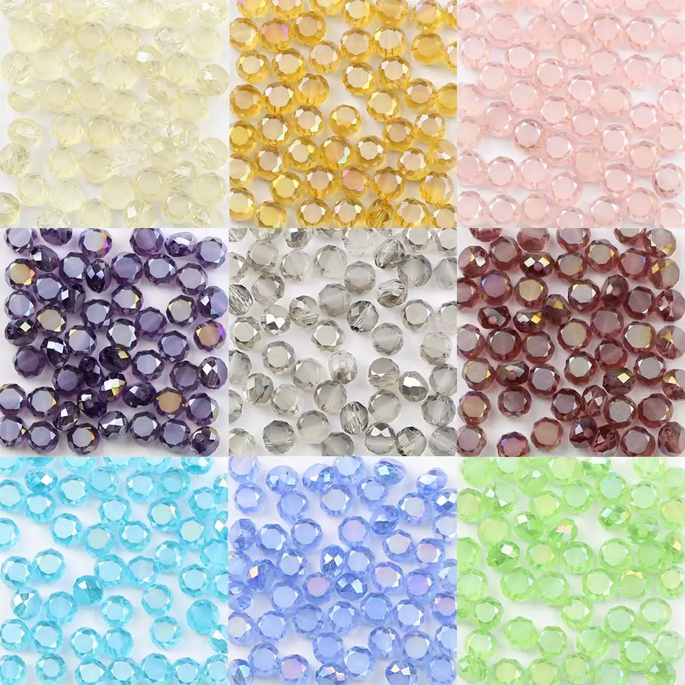 

4x6MM 50pcs Bread Shape Austrian Crystal Flat Round AB Color Glass Spacer Loose Beads For Jewelry Making DIY Charm Bracelets