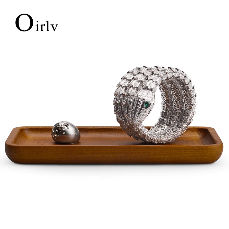 Oirlv Original Design Wooden Jewelry Display Tray 35*24*1.5cm Logs Bracelet Organizer Pallet for Shop Showcase Costomize