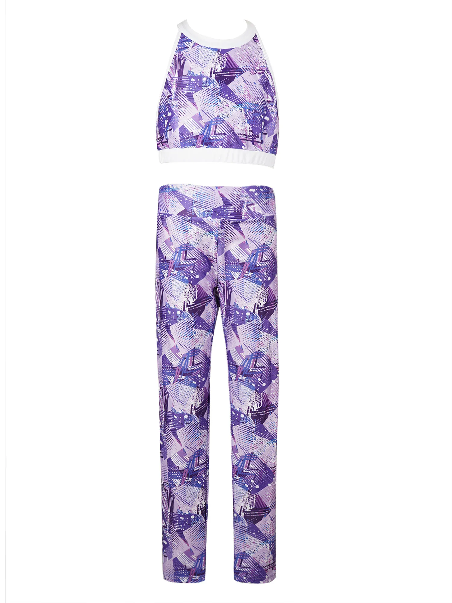 Fashion Kids Girls Fitness Sports Clothes Yoga sets Halter Neck Sleeveless Crop Top Pants Sets Tracksuits Running Gym Sportswear