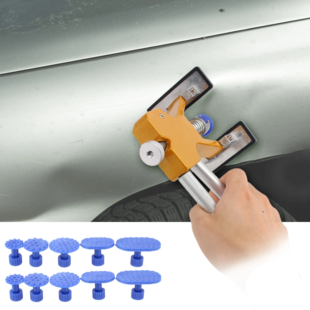 Car Dent Puller With 10pcs Pulling Tabs Sheet Set Hail Removal Repair Tools Auto Care Paintless Automotive Accessories Universal