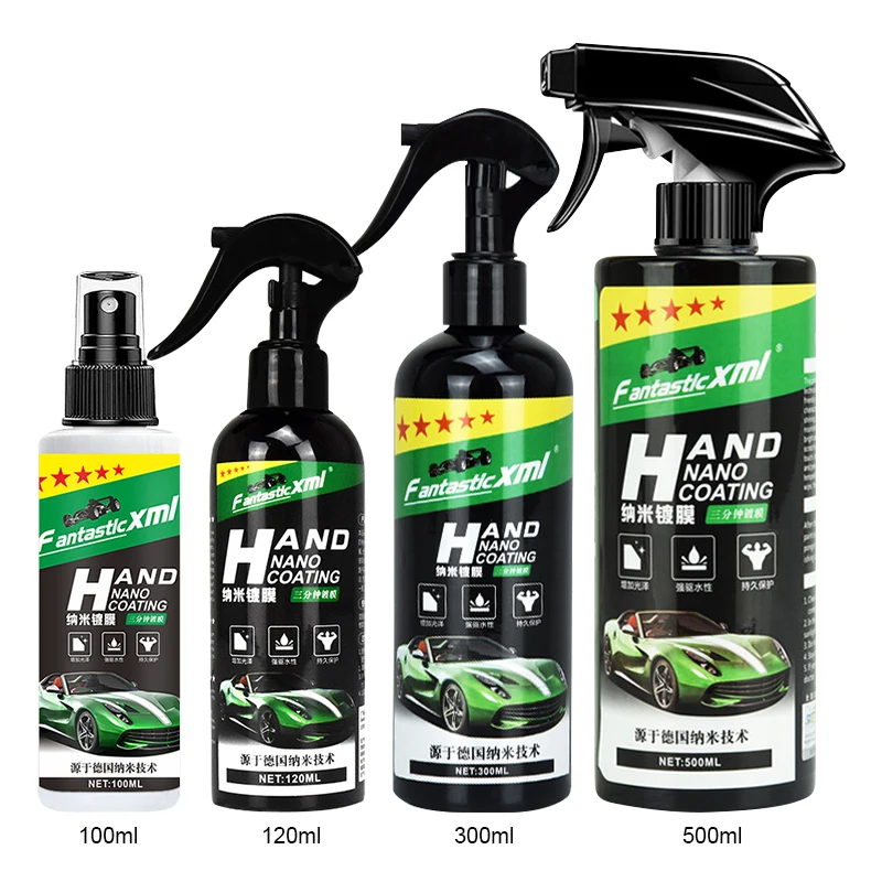 Revestimento cerâmico nano para carro, 100ml-500ml, produto com detalhamento automático, spray líquido, filme de cera para polir, kit de acessórios