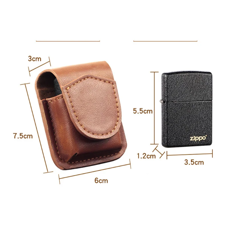 Genuine Brown Leather Lighter Case Storage Cover Oil Lighter Holster cover Pack Belt Clip Hunting Camping Waist Holster