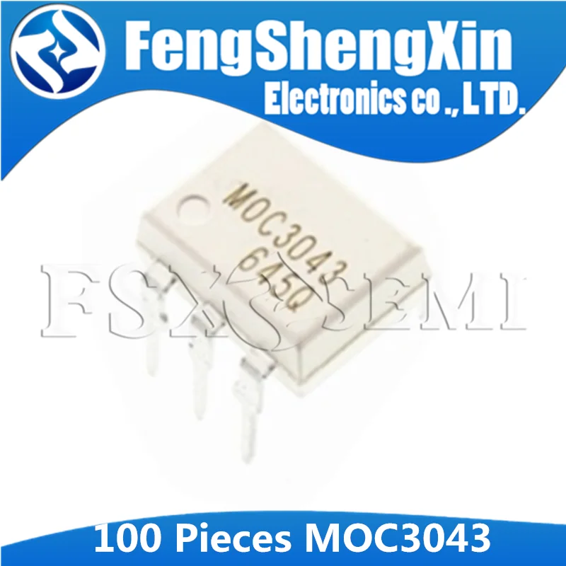 

100pcs/lot MOC3043 DIP-6 MOC3043M DIP Optoisolators Triac Driver Output