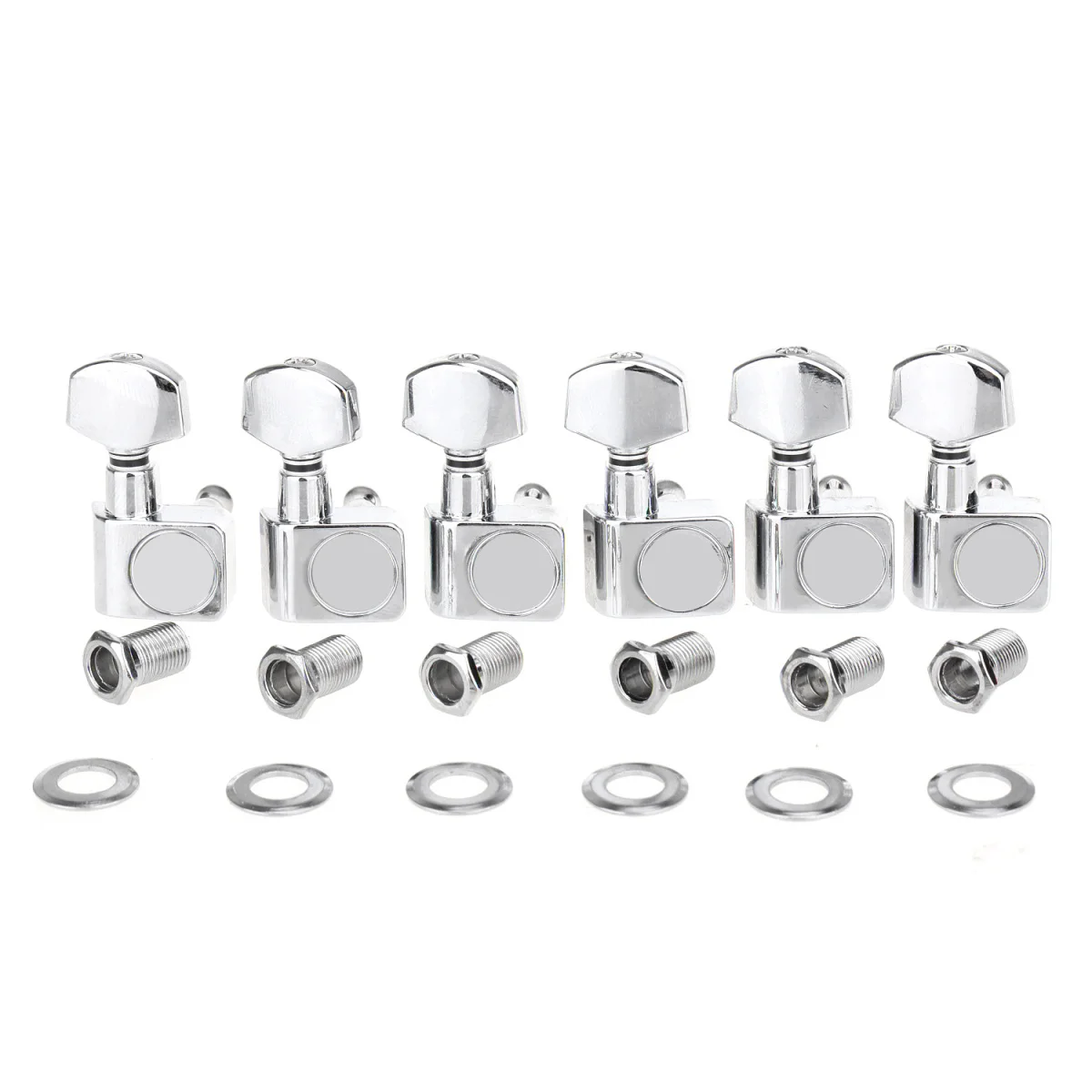 Musiclily Pro 6-in-line 2-pins Sealed Guitar Tuners Machine Head Tuning Pegs Set for Fender ST/Tele, Chrome