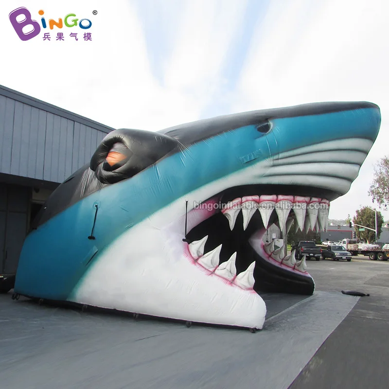 

Giant 6x4.3x4.6 Meters Inflatable Shark Mouth Tunnel For Event Decoration / 20ft Cartoon Shark Entrance Balloon Toys - BG-O0249