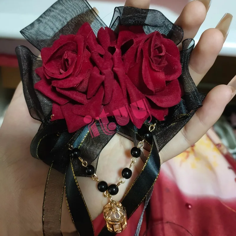 Göttin Braut Bogen Spitze Rose KC Perle Kette Anhänger Gothic Haar Clip Lolita KC Seite Clip Kopfschmuck Kopfstück Zubehör Mädchen geschenk